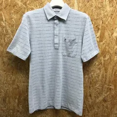 古着 ARNOLD PALMER アーノルドパーマー M メンズ ポロシャツ ボーダー ワンポイントロゴ刺繍 半袖 カットソー 綿×ポリエステル ヘザーグレー