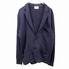 古着 プラステ PLST スウェットジャケット カットソー テーラード カーディガン 長袖 裏毛 無地 2つボタン留め 綿100% M ネイビー 紺 メンズ