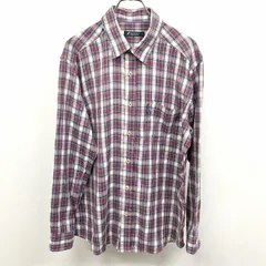 【中古】[印象AB] KANGOL カンゴール シャツ メンズ L レッド×ネイビー×ホワイト 赤×紺×白 ポリエステル×綿 若干薄手 チェック 長袖 胸ポケットのサムネイル