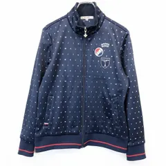 【中古】[印象AB] marie claire sport マリクレール スポーツ レディース M ネイビー 紺 ポリ100% ジップアップ ジャケット ブルゾン 裏起毛 英字柄 長袖のサムネイル
