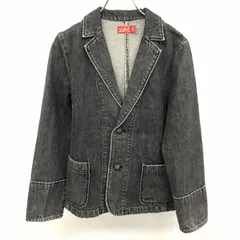 【中古】[印象B] X-girl エックスガール デニムテーラードジャケット レディース 2 黒 綿100% 裏地無し 無地 2つボタン留め くるみボタン センターベント 長袖のサムネイル