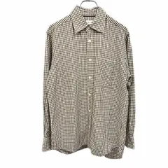 【中古】[印象AB] シンプルライフ SIMPLE LIFE シャツ チェック 長袖 ロングテール 胸ポケット 綿×ウール M ブラウン 茶×黒×オフホワイト メンズ