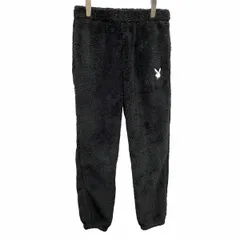 【新品】[印象N] PLAYBOY プレイボーイ ボアパンツ / ジョガーパンツ レディース M ブラック 黒 ポリ100% テーパード ファスナーなど無し 裾ゴム ウサギの刺繍のサムネイル