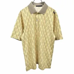 【中古】[印象A] PRGR プロギア ポロシャツ メンズ M イエロー 黄×ベージュ×オレンジ×グレー ポリ100% ゴルフ 総柄 半袖 ポケット無しのサムネイル