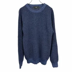 古着 アズールバイマウジー AZUL by moussy ポップコーンニット セーター 長袖 ポリエステル×アクリル×ポリウレタン L ブルー 青×黒 メンズ
