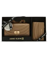 アンクライン レディース アクセサリー 財布 Anne Klein 2 Piece Flap Crossbody bag and Bifold Wallet Gift Set Beige ベージュのサムネイル