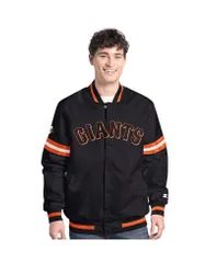 スターター メンズ アウター ジャケット・ブルゾン ジャケット Starter Mens Black San Francisco Giants Scout FullSnap Varsity Jackeのサムネイル