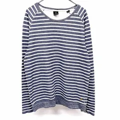 【中古】[印象AB] SCOTCH＆SODA スコッチアンドソーダ カットソー メンズ M ネイビー×オフホワイト 紺 綿100% ボーダー ラグランスリーブ 丸首 長袖のサムネイル