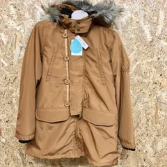 古着 branshes ブランシェス 150 キッズ 中綿ジャケット ミリタリー ライナー付き フードとファー脱着可 長袖 ポリステル100% ブラウン 茶色