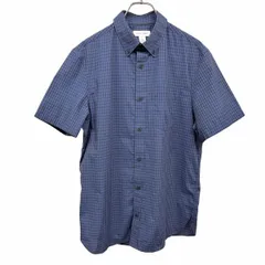 【中古】[印象AB] Calvin Klein カルバンクライン B.D.シャツ メンズ S ブルー 青×黒 綿×ポリ ボタンダウン チェック 半袖 胸ポケットにロゴ詩集のサムネイル