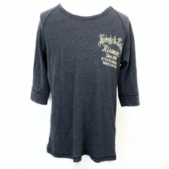 【中古】[印象B] kissmark キスマーク メンズ O (XL) ヘザーダークグレー ストレッチカットソー Tシャツ 両面プリント 丸首 ラグランスリーブ 5分袖 服のサムネイル