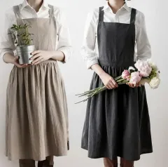 ナチュラル ウォッシュ コットン ONE PIECE エプロン 大型 ポケット 花屋 子供 幼稚園 多用途 カフェ