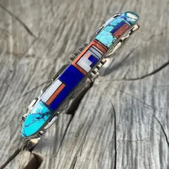 母の日　インディアンジュエリー インレイバングル STERLING ターコイズ ラピスラズリ 希少 ヴィンテージ