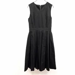 古着 フーフー foufou THE DRESS ノースリーブワンピース キーネック 裏地無し ボックスプリーツフレアスカート 日本製 綿100% 0 黒 レディース