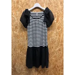【中古】[印象B] ROPE' PICNIC ロペピクニック レディース 38 黒×白 チュニック 袖フリルワンピース シフォンスリーブ ボーダー スカート裏地付きのサムネイル
