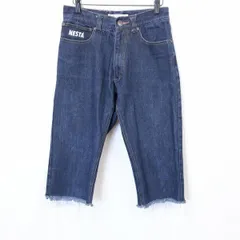 【中古】[印象AB] NESTA BRAND ネスタブランド パンツ / ジーンズ メンズ 30 ブルー 青 綿100% ジップフライ テーパード クロップド デニム 裾カットオフ ロゴ ワッペン 7分丈のサムネイル
