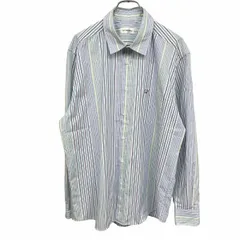 【中古】[印象AB] Golden Bear ゴールデンベア シャツ メンズ LL XL 緑×青×紺×黄×白 綿×ポリエステル ストライプ クマの刺繍 胸ポケット 長袖のサムネイル