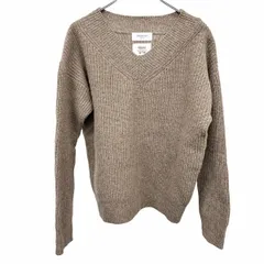 古着 オペークドットクリップ OPAQUE.CLIP リブニット セーター Vネック 無地 長袖 毛×ナイロン L メランジ ブラウン 茶系 レディース