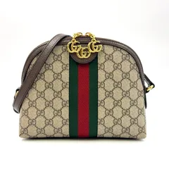 GUCCI オフィディア  シェリーライン GGスプリーム レザー×PVC ブラウン×ベージュ ショルダーバッグ ゴールド 499621