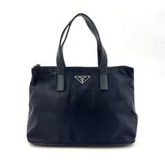 PRADA 三角ロゴプレート ナイロン ブラック ハンドバッグ シルバー