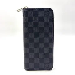 LOUIS VUITTON ジッピーウォレット ヴェルティカル ダミエグラフィット ダミエグラフィット イニシャル入り PVC ブラック ラウンドファスナー長財布 シルバー N63095