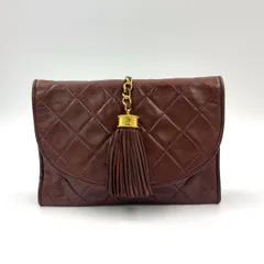 CHANEL マトラッセ シリアル番号0番台 レザー ブラウン クラッチバッグ ゴールド