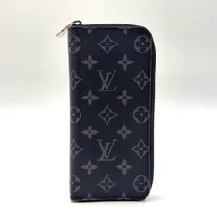 LOUIS VUITTON ジッピーウォレット ヴェルティカル モノグラムエクリプス モノグラムエクリプス RFID対応 レザー×PVC ブラック ラウンドファスナー長財布 シルバー M62295