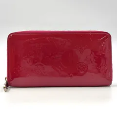 LOUIS VUITTON ジッピーウォレット モノグラムヴェルニ モノグラムヴェルニ ポムダムール エナメルレザー レッド ラウンドファスナー長財布 ゴールド M91981 