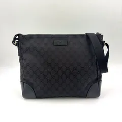GUCCI GG柄 レザー×キャンバス ブラック ショルダーバッグ シルバー 110054