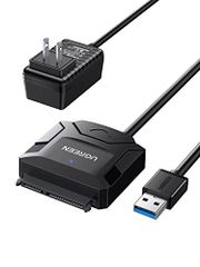 UGREEN SATA to USB Conversion Cable, SATA to USB Adapter, USB 3.0 Connection, for 2.5/3.5-inch 6TB HDD/SSD, with Power Adapter, UASP Compatible, 6Gbps Transfer Speed ​​(as 7ddcba93)