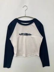 own it Tシャツ/カットソー ホワイト 無地 刺繍 ショート丈 長袖 クルーネック(丸首)