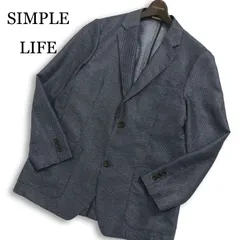 SIMPLE LIFE シンプルライフ レナウン 春夏★ チェック アンコン テーラード ジャケット Sz.M メンズ 紺 ネイビーのサムネイル