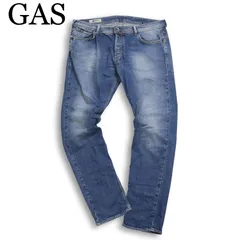 GAS ガス 通年 USED加工★ ストレッチ テーパード デニム パンツ ジーンズ Sz.38 メンズ 大きいサイズ 特大のサムネイル