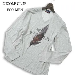 NICOLE CLUB FOR MEN ニコルクラブ フォーメン 通年★ 長袖 プリント Vネック カットソー ロンTシャツ Sz.48 メンズ グレー