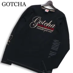 GOTCHA ガッチャ 通年★ 長袖 ロゴプリント 刺繍 ロンTシャツ カットソー Sz.XXL メンズ 黒 大きいサイズ サーフ