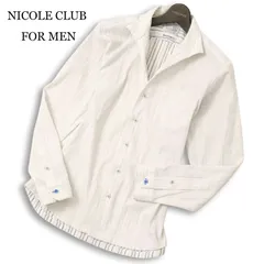 25SS★ NICOLE CLUB FOR MEN ニコルクラブ フォーメン 通年★ 長袖 イタリアンカラー ストライプ シャツ Sz.46 メンズ 白