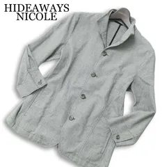 HIDEAWAYS NICOLE ハイダウェイ ニコル 春夏★ 7分袖 ドビー スタンドカラー スリム ジャケット Sz.46 メンズ 灰 グレー