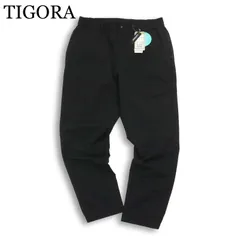 【新品 未使用】 TIGORA ティゴラ 通年★ ストレッチ 撥水 スマート テーパード イージー パンツ Sz.M メンズ 黒のサムネイル