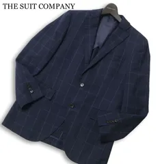 THE SUIT COMPANY スーツカンパニー 春夏★ 背抜き COOLMAX チェック テーラード ジャケット Sz.180 メンズ ネイビー 大きい