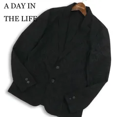 A DAY IN THE LIFE ユナイテッドアローズ 春夏★ 花柄 総柄 ボタニカル柄 アンコン テーラード ジャケット Sz.S メンズ 黒