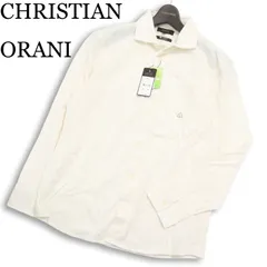 【新品 未使用】 CHRISTIAN ORANI クリスチャンオラーニ 通年★ 長袖 ビジネス ニット シャツ ワイシャツ Sz.L メンズ 白