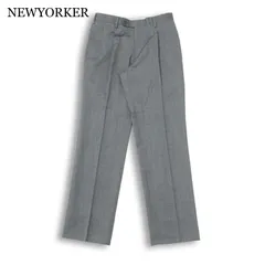 NEWYORKER ニューヨーカー 通年★ ヘリンボーン タック スラックス パンツ 日本製 Sz.76 メンズ 灰 グレーのサムネイル