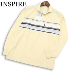 【新品 未使用】 INSPIRE インスパイア 春夏★ 長袖 鹿の子 ボーダー ポロシャツ Sz.L メンズのサムネイル