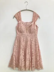 dazzy ドレス M ピンク レース リボン 袖なし ショート・ミニ丈 フレア