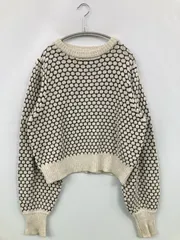 MOUSSY マウジー ニット/セーター F アイボリー コットン ニット その他総柄 長袖 ショート丈 クルーネック(丸首)