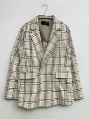 alicia PAGEBOY アリシアページボーイ テーラードジャケット M アイボリー チェック柄 ミドル丈 フードなし ダブル