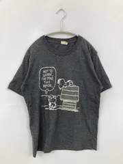 PEANUTS ピーナッツ Tシャツ/カットソー M グレー 前面プリント バックプリント ミドル丈 半袖 クルーネック(丸首)
