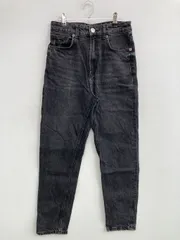 ZARA ザラ デニムパンツ EUR36 ブラック フルレングス 無地 スタンダード テーパード ハイウエスト ヴィンテージ