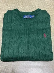 ポロラルフローレン ケーブルニット コットンセーター グリーン