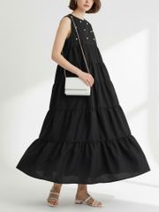 ANDREA&Co. 水彩アートティアードワンピース ホワイト - メルカリ